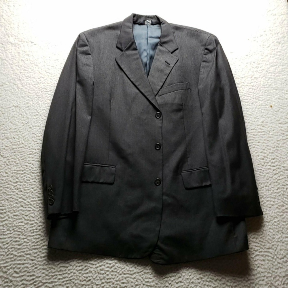 Pietrafesa Soft Suit Jacket Mens 44 Gray 100% Wool 3 Button Notch Lapel Lined